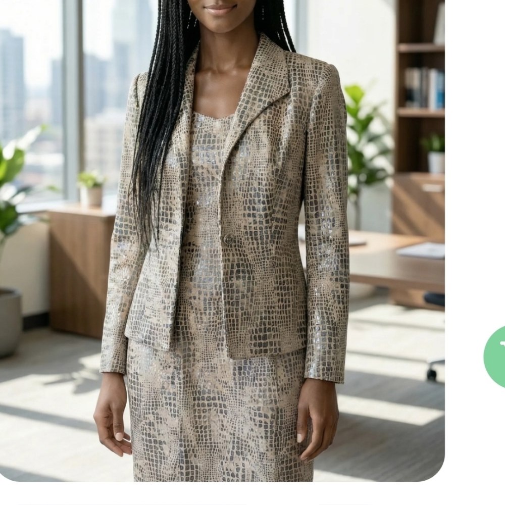 Elegant Gold and Black Sheath Dress and Matching Blazer